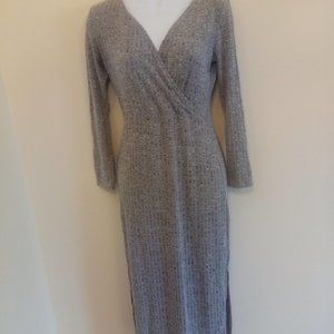 Small Ribbed Slit Maxi Wrap Dress